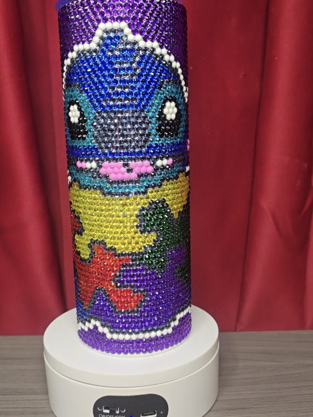 Rhinestone Embellished Stitch Autism Awareness 20z Tumbler